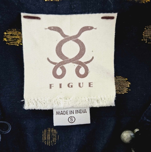 Tuckernuck Figue Emma Blue Gold Polka Dot Cotton Dress Size Small - Picture 6 of 13